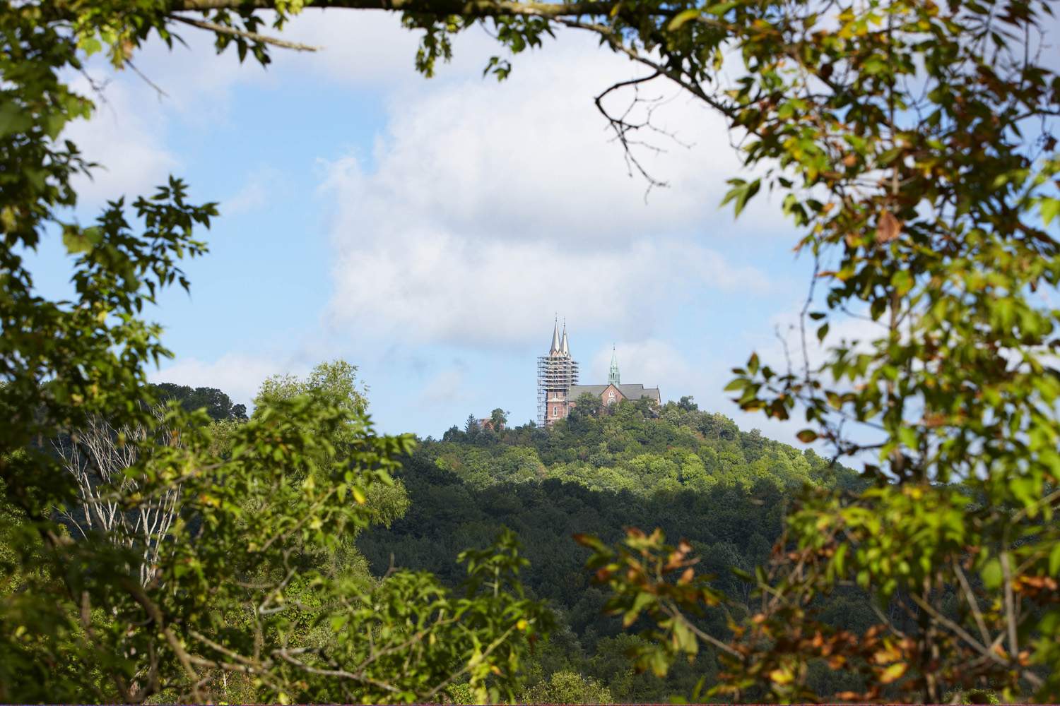 Holy Hill masonry restoration - Towers from 5 miles